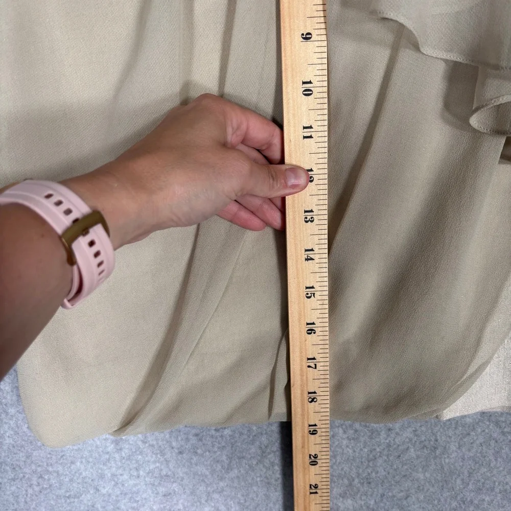 Anthropologie Yoana Baraschi Asymmetric Skirt 6 Tan Linen Wrap Drape Shimmer